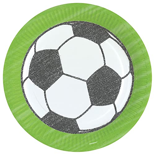 amscan 8 Teller * FUSSBALL-STADION * für WM 2018-Party oder Kindergeburtstag // EM Party Mottoparty Geburtstag Soccer Pappteller Partyteller