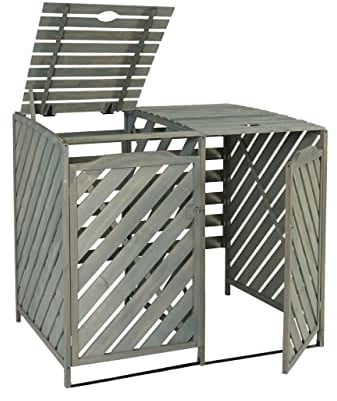 Mendler Wood Wheelie Bin Cover, Anthracite-grey, 112 x 63 x 96 cm, FSC-Certified, HWC-J44