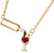 PAURO Femmes Collier en Forme de Y de Tasse de bière de Bouteille de vin Acier Inoxydable, Or Poli et Rouge