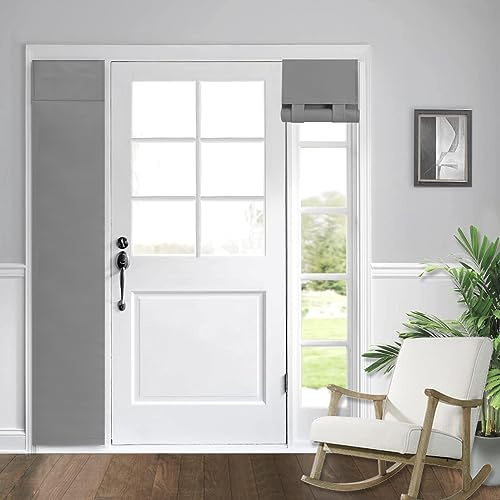 WDFour Seitentürvorhang für Fenster, Raumverdunkelung, einfarbige Abdeckung für Glastür-Seitenlicht, 30,5 x 178,8 cm (B x L), Hellgrau, 1 Stück