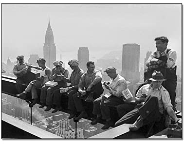 Bilder Poster Kunstdrucke & Skulpturen 40x60cm Kein Rahmen Schwarz-Weiß-Wandkunst-Bauarbeiter machen eine Mittagspause auf einem Stahlbalken auf dem RCA-Gebäude im Rockefeller Center Leinwandposter