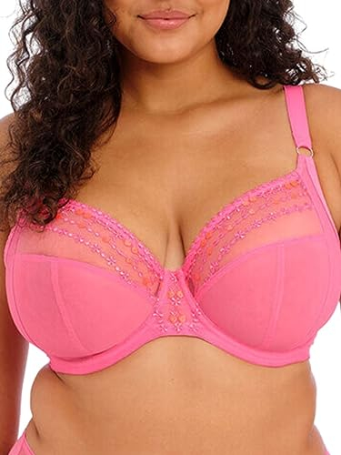 Elomi Women's Matilda Plunge Bra, Sheer, Wild Cherry, 34J US