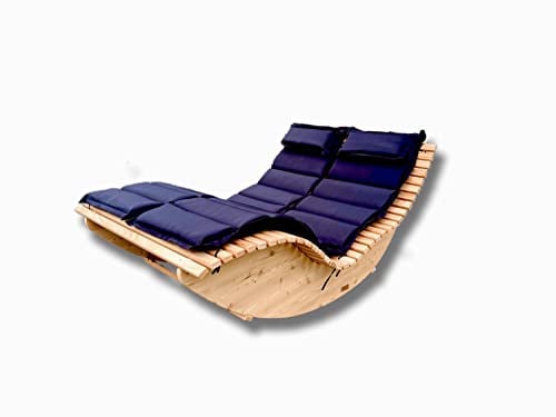 Holztec-Leitner Schaukelliege Wippliege,Obersee 140 cm Himmelsliege aus Lärchenholz mit Polster Anthrazit Made in Bavaria