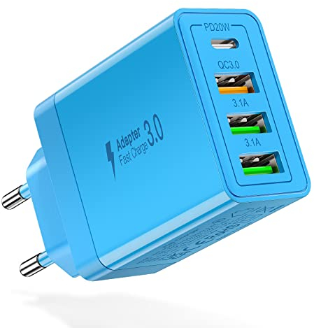 35W USB C Ladegerät,Acezeek Schnellladegerät,4-Port USB C Netzteil(PD20W/QC3.0/3.1A*2) Kompatibel mit iPhone,LG Series,Huawei,BlackBerry,Samsung Galaxy S20 S20+ usw.