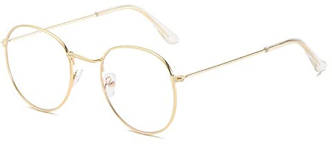 TECH-LINE-DIRECT FASHION ACCESSORIES Runde Brille für Damen/Herren, Metall, kleiner Rahmen, Gold/Schwarz/Silber, Silberfarbener Rahmen + klare Linse, Width: 132mm