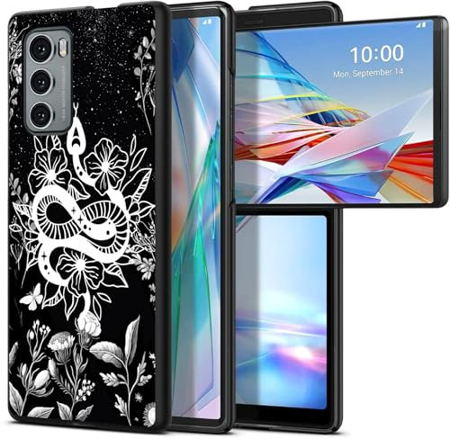 BWEGRHE Conçu pour LG Wing 5G, PC rigide fin avec motif serpent sorcier, lune, résistant aux chocs, chargeur sans fil pour LG Wing 5G (2020)