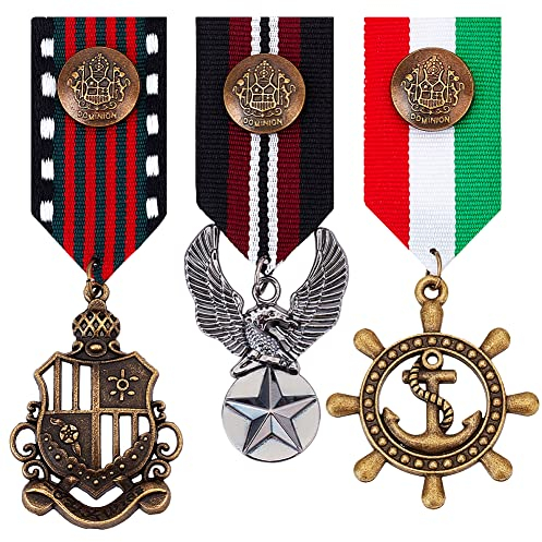 AHANDMAKER 3 Pcs Insigne Médaille en Alliage, Héros Militaire Combat Médailles Broche Marine Badge Patriote pour Femmes Hommes Manteau Veste Uniforme