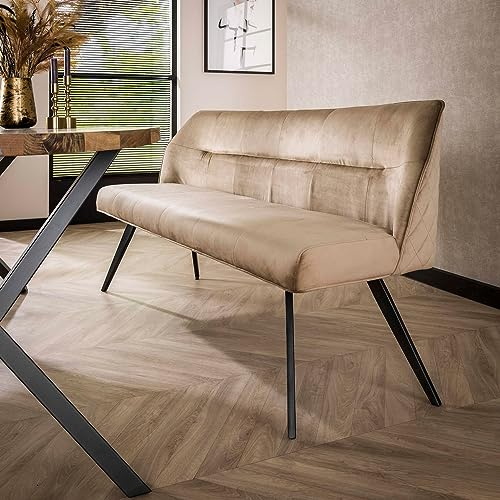 Maison ESTO Bank Sitzbank ARVIC 188 cm Samt Champagner Esstischbank Küchenbank Polsterbank