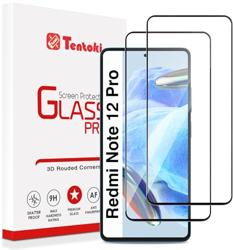 Tentoki Verre Trempé pour Xiaomi Redmi Note 12 Pro 4G / 5G, Redmi Note 12 Pro+ et Poco X5 Pro 5G [lot de 2] vitre Protection écran -Couverture complète - [Anti Rayures, Dureté 9H] -Noir