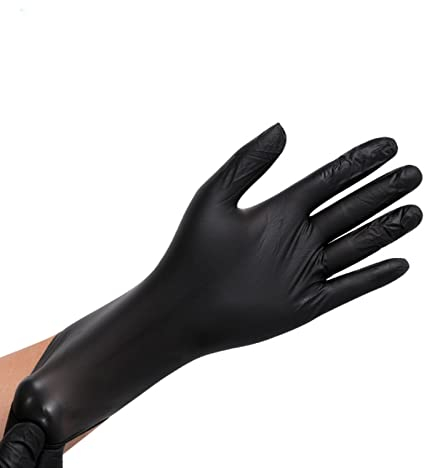 Horoper Lebensmittelhandschuhe, 100 Stück, Hochelastische, Schwarze PVC-, Schutzhandschuhe für die Reinigung, Gastronomie, Labor, Druck, Schönheitssalon, Lebensmittelverarbeitung(M)