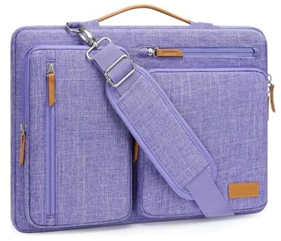 MOSISO Sacoche Ordinateur Portable,Sacoche PC Portable 15-15,6 Pouces Compatible avec MacBook Pro 16,HP,Dell,Sac Ordinateur Sac Messager Côté Ouvert avec 4 Poches Zipper&Poignée,Violet