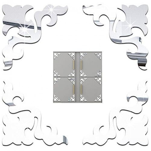 Lpitoy Möbel 3D Spiegel Wandaufkleber 4pcs Geometrisches Muster DIY Art Decals Gold Spliver Aufkleber Für Wohnzimmer Büro Wanddekoration