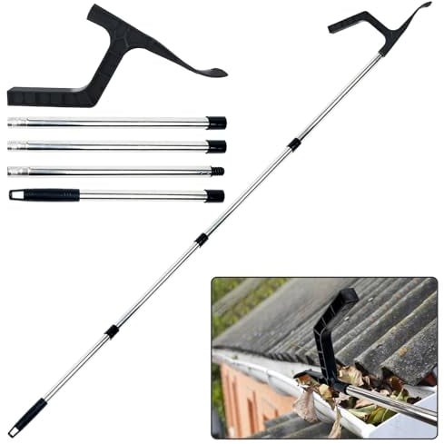 Outils de nettoyage de gouttière, nettoyeur de gouttière télescopique, bâton de nettoyage de gouttière, outil de nettoyage portable pour nettoyer les feuilles et les débris