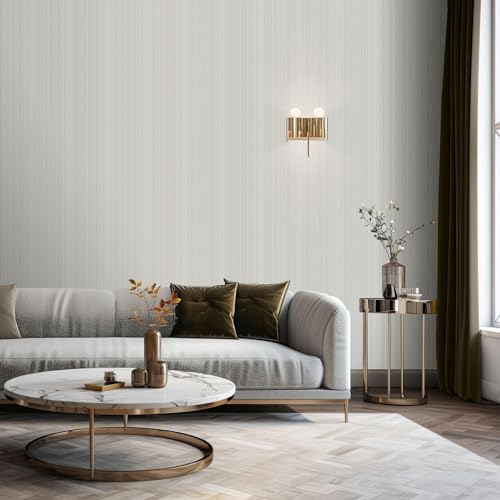 Muriva Venezia Stripe Texture Vinyl Wallpaper – Textured Woven Fabric Effect Wallpaper – Modern Wallpaper for Living Room, Bedroom, Hallway – Decorative Luxury Wallpaper – Gold