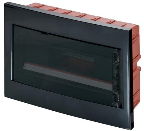 Centralino ad incasso, 18 moduli, nero, IP40, sportello in policarbonato fume' - Elettrocanali EC63018N