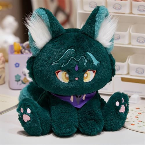 KUKUShining Genshin Katzen Kuscheltiere, Anime Plüsch Impact Kissen Weiches Süßes Katze Plüschtier Spielzeug for Gamer Geschenk(Xiao,32cm/12.6in)