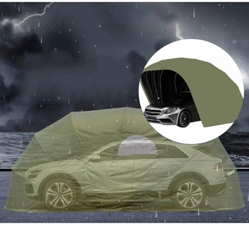 Carport Hydraulique Télescopique Mobile Pliable, 18x8.2x7.5ft Semi-Automatique Protection Solaire Pluie Tente for Activités De Plein Air Garage Housse De Voiture Acier Inoxydable(Green)