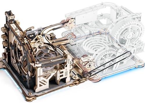 ROBOTIME 3D Puzzle Holz Murmelbahn Trackball Modell Bausatz für Erwachsene Mechanische Kugelbahn Holzpuzzle Mit Holzbausatz LGX01 (=LGC01+LG01 2-in-1) *LGA01 Nicht ENTHALTEN
