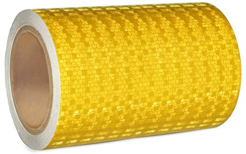 ONTWIE Gelbe Reflektierendes Klebeband, 15cm x 10m Wasserdichtes Klebeband | Reflektorband Selbstklebend, Wasserdicht Reflektierendes Klebeband für Automobile, Fahrräder, LKWs, Wohnmobile