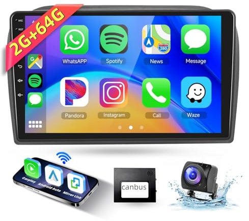 Podofo 2G&64G 9 Zoll Autoradio für FIAT Doblo 2010-2015/für Opel Combo 2011-2018 Wireless Carplay Android Auto,Android Radio Bluetooth mit WiFi GPS RDS/FM+AHD Rückfahrkamera/Canbus