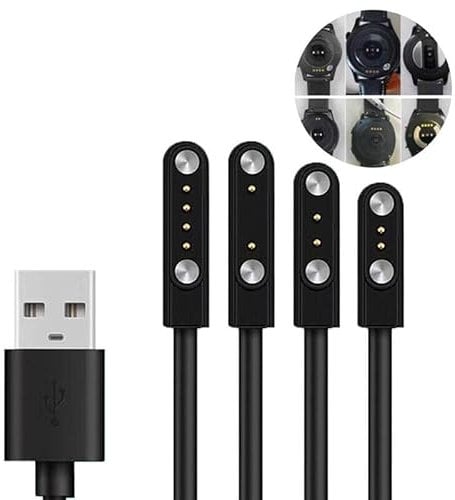 BRAVECOW Watch-Ladegerät Magnetisches Smartwatch-Zubehör USB-Kabel 2/4-poliges magnetisches Saugladegerät Adsorption USB-Datenleitung für Smart Watch (7.62mm 2Pin)