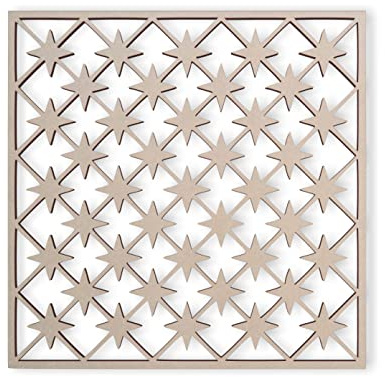 Lattice Panel with Criss Cross Star Decorative Design MDF Home & Yard Décor - Wall Panel - Privacy Screen - Trellis - Indoor and Outdoor Use