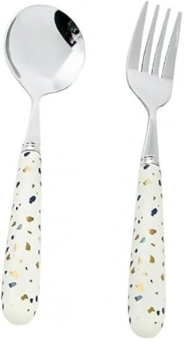 Besteck, Besteck, Besteck-Set, gepunkteter Spork im nordischen Stil, Tafelzubehör, Edelstahl-Löffel, Tischzubehör, Edelstahl-Gabel, Keramikgriff, Tafelgeschirr, Tafelbesteck, Tafelgeschirr im nordisch