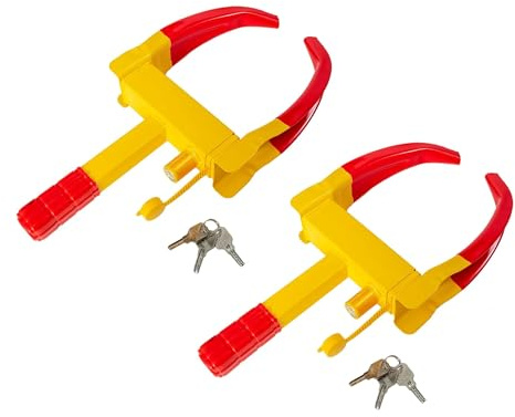 TINMAGI 2 Piezas Cepo Antirrobo Rueda Coche, Abrazadera de Rueda con Cerradura de Seguridad y 6 llaves, Ajustable 18-30cm Universal para Auto, Remolques, Furgonetas