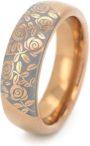 Generisch HoloRing Roségold Wolframring mit individuellem Muster – Wolframcarbid mit 18K Roségold (PVD), präzise Lasergravur, Ehering & Partnerring für Sie und Ihn, 6 mm – inkl. Geschenkbox
