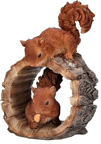 Figuren Shop GmbH Gartenfigur Eichhörnchen Paar spielend – Lebensechte HotAnt Tierfigur, 23 cm, wetterfest & handbemalt