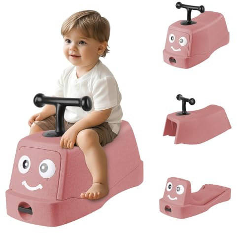 3 en 1 Trotteur Bébé garçon fille,Porteur Enfant 1 an avec volant directionnel,Pour enfant dès 10 mois,Voiture bebe,Velo,Pousse bebe (Rose-52 * 24 * 22.5cm)