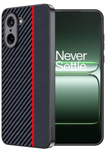 FDHYFGDY Hülle für OnePlus Nord CE5 Schutzhülle Case – Wasserdicht und Stoßfest – Handyhülle aus Carbonfaser kompatible Honor 400lite Case-Rot und Schwarz