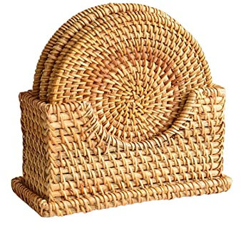 ZYKEJJDDAK Dessous de verre en rotin pour décoration de table de cuisine faite à la main