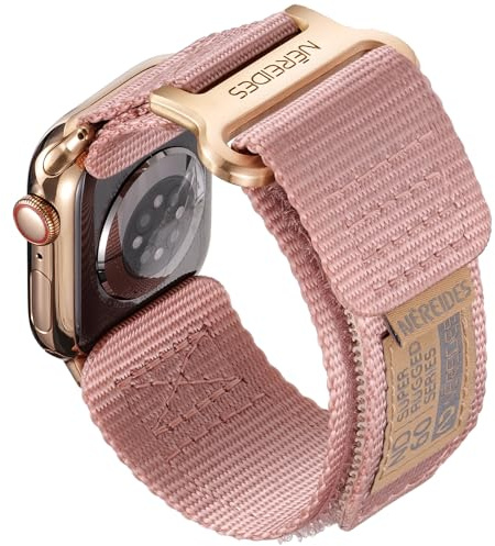 Nereides Armband Kompatibel mit Watch Ersatzarmband 42mm 40mm 41mm 38mm, Nylon Sport Uhrenarmband mit Klettverschluss für iWatch Series 11 10 9 8 7 6 5 4 3 2 1 SE 3 2 1 (Rosa)