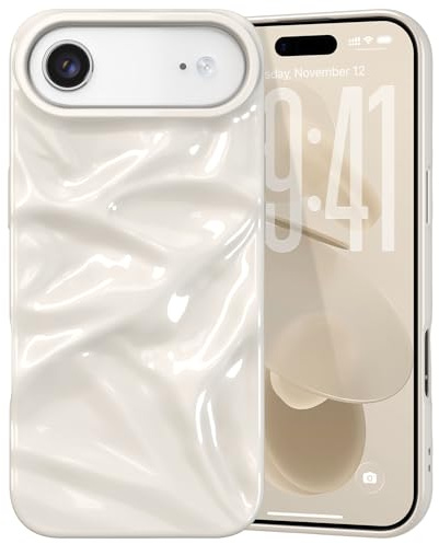ZCDAYE for iPhone Air Case Stylish Water Ripple Design, White | Soft TPU Phone Case, Unique Glossy Finish, Cute Pretty Protective Cases, Slim Fit Lightweight Comfy Phone Cover for Woman Man