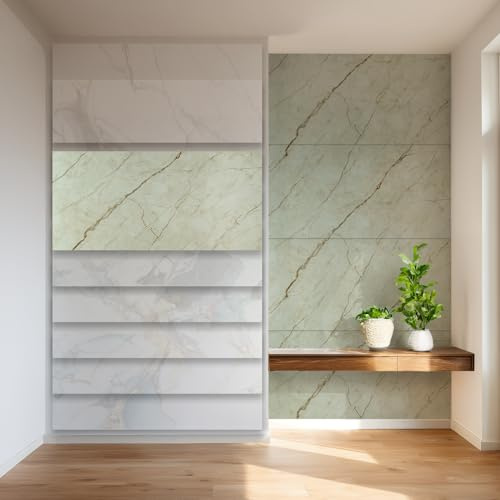 HEXIM Marmorplatten Optik 4er-Set 122×70cm SPC Kunststoff Innen & Außenbereich Granit Steinoptik - Duschrückwand Küchenrückwand ohne Bohren wasserfest beige (3,42 m² 8088) A-Serie
