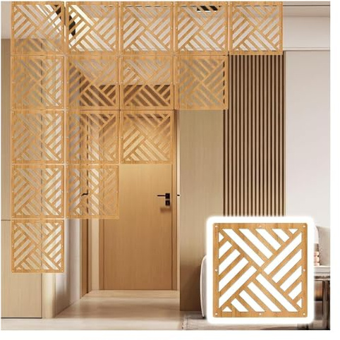 HKSDKABOP Aufhängen der Raumtrennbildschirm, Holz-Kunststoff-Höhle Out Screen Panel hängenden Raumteiler natürliche mehrere Größen(Natural-a,8Pcs)
