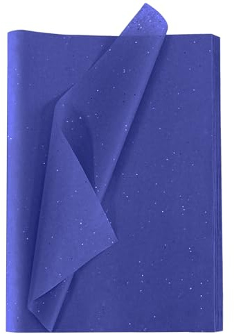 TAKONE Seidenpapier Blau Glitzer 30 Blatt 50x70 cm Geschenkpapier | 30 Blatt 50x70 cm, Seidenpapier Blau Glitzer, reißfest flexibel, Geschenkverpackung