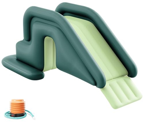 Tobogán para Piscina, tobogán acuático Inflable de PVC de 78, 7x31, 5x33, 5 Pulgadas con Bomba de Aire para Exteriores, Interiores, Patio Trasero, jardín, Verde