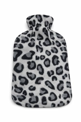 DID 2 Litre Hot Water Bottle with Soft Fleece Cover, Natural Rubber Heat Therapy for Back Neck Shoulders and Legs, Leak Resistant Stopper - Assorted Designs (Random Design Sent Based on Availability)