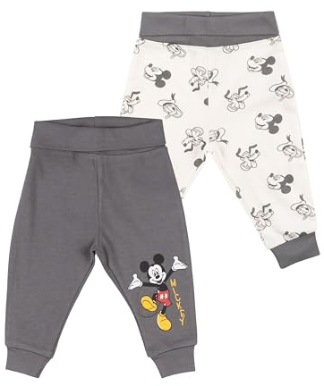 Disney Mickey Mouse Baby Hose für Jungen und Mädchen - Babyhose Babykleidung Weiß/Grau (2er Pack)