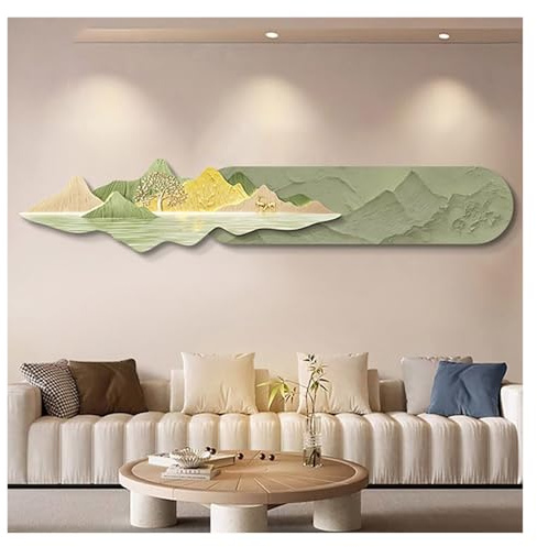 Qxgylz 3D Wandkunst Mit LED Beleuchtung, 3D Landschaft Wandbild Aus Kristallporzellan, Moderne 3D Wanddekoration Für Wohnraum Und Geschäftsräume(C,100cm/39.4in)