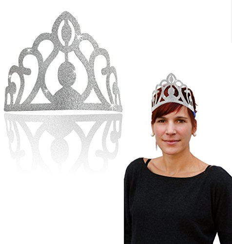 Oblique Unique® 4 Stück Krone in Silber mit Glitzereffekt - Prinzessin Eiskönigin Kopfschmuck