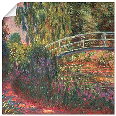 ARTland Poster Kunstdruck Wandposter Bild ohne Rahmen 70x70 cm Natur Pflanzen Blumen Seerosen Teich Japanische Brücke im Garten von Giverney Impressionismus Claude Monet T6QR
