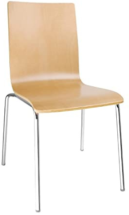 Bolero Steel Frame Beech Veneer Square Back Side Chairs, Pack of 4 | Saves storage space by stacking up to 5 high; ergonomic indoor commercial seating with a comfy 12mm seat pad.
