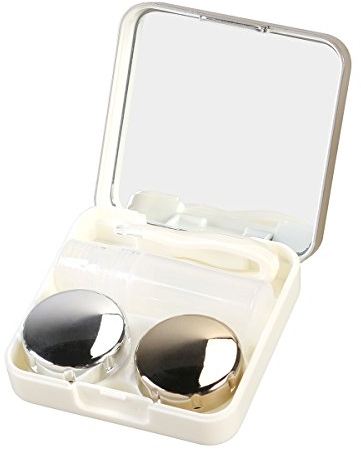 ROSENICE Kontaktlinsenbehälter modische Reise Kontaktlinsen Etui Linse Spiegel Case Behälter Set (Gold)