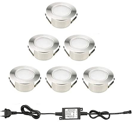 SUBOSI 6er Set Ø61mm Led Bodenstrahler Bodeneinbauleuchten Boden Licht IP67 DC12V Wasserdicht Einbauleuchten Außen Terrasse Küche Garten Lampe spots außenbereich