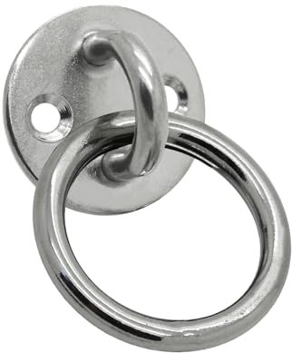 Plaques à Oeil Avec Ou Sans Anneau Acier Inoxydable V4A Inox Plaque à Oeillet Fixation Pour Auvent De Voile Crochet De Plafond, Exécution:Rund Mit Ring - 8mm - 10 Stk.