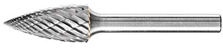 PFERD HM-Frässtift, Spitzbogenform SPG, Zahnung ALLROUND, Frässtift-ø 12mm, Schaft-ø 6mm, Länge 65mm, 21001022 – für den vielseitigen Einsatz auf den wichtigsten industriell verwendeten Werkstoffen
