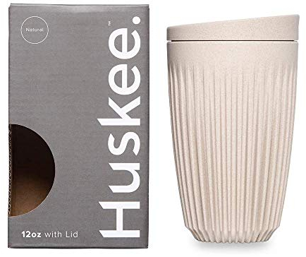 Huskee Cup & LID Natur | Wiederverwendbare Kaffee & Tee-Becher aus Kaffee-Schalen